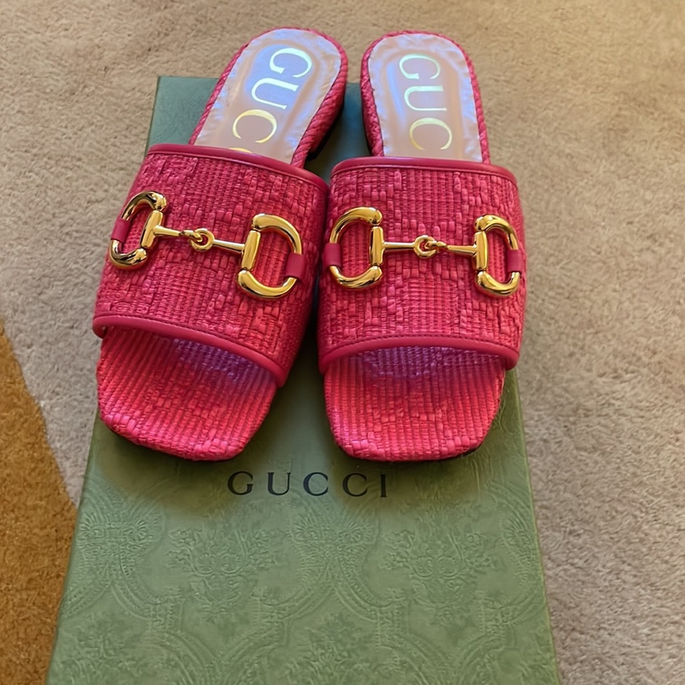Gucci Slide Raffia Horsebit